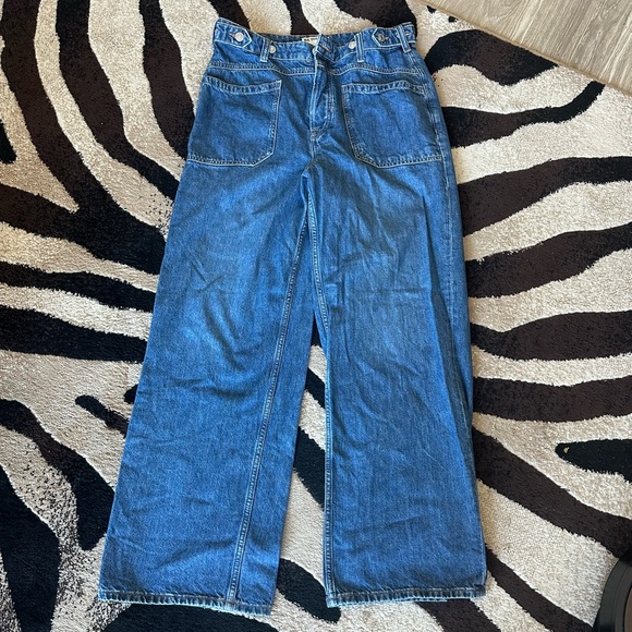 We The Free Denim - We The Free Palmer Cuff Blue Wide-Leg Women Jeans